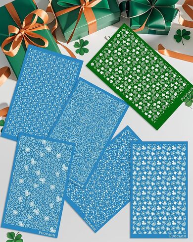 Puocaon Clover Clay Silk Screen - 6 Pcs St Patrick's Day Polymer Clay Silk Screen Stencils for Earrings Jewelry Making in Saudi Arabia