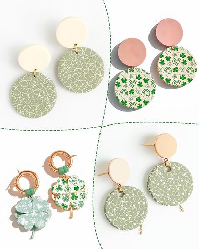 Puocaon Clover Clay Silk Screen - 6 Pcs St Patrick's Day Polymer Clay Silk Screen Stencils for Earrings Jewelry Making in Saudi Arabia