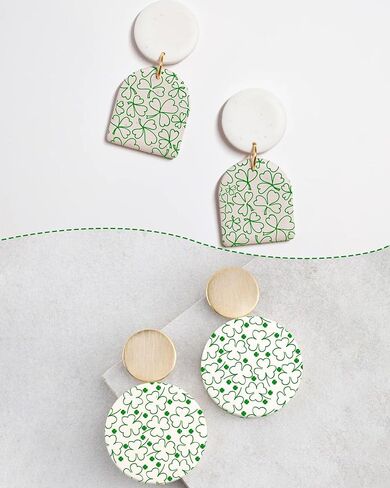 Puocaon Clover Clay Silk Screen - 6 Pcs St Patrick's Day Polymer Clay Silk Screen Stencils for Earrings Jewelry Making in Saudi Arabia