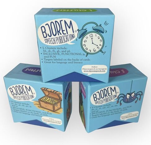 Bjorem Speech® Box of S، R، L مجموعات حزمة - بطاقات صوت علاج النطق للتعبير ومحو الأمية وتطوير اللغة | أداة تعليمية جذابة وشاملة in Kuwait