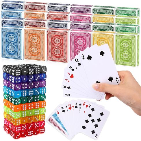 Zubebe 224 Pcs Colored Playing Cards with Dices Set Standard Playing Card Decks 14 mm Colorful Dice Bulk 6 Sided for Classroom Teaching Activities Party Supplies Games in Saudi Arabia