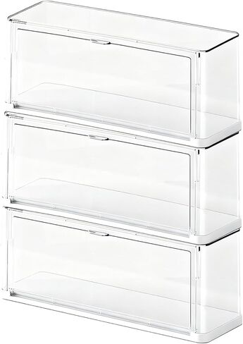 Clear Display Case for Figures, Acrylic Storage Organizers Box with Magnetic Door, Dustproof Showcase for Collectibles Action Figure(1Pack, Medium) in Kuwait