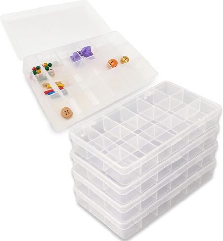 EVERLAST 4 Pack D26 Organizer Case with 6 Bays | Jewelry, Toys, Beads, Crafts, Hardware Storage Box & Display Case | Durable Polypropylene Compartment Organizer w/Snap Closures (7-7/8 x 4 x 1-1/8) in Saudi Arabia