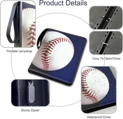 حافظة بطاقات بيسبول تحتوي على 900 جيب مع صفحات وأكمام سوداء ممتازة - واقي تخزين ألبوم حامل بطاقات التداول لهواة الجمع، هدية للأولاد والبنات in Kuwait
