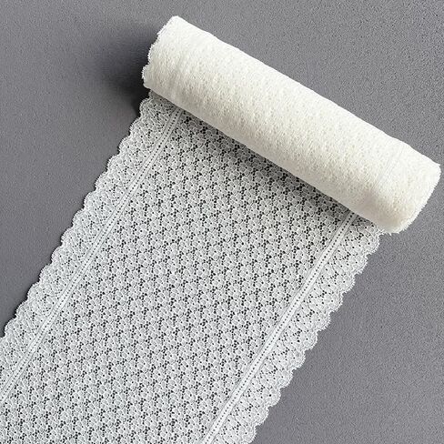 White Lace Ribbon, 9.06 Inch Wide Sewing Lace Trim,1 Yard Elastic Stretch Lace Fabric for Crafting,Sewing Making,Gift Wrapping and Bridal Wedding Decorations (1#) in Saudi Arabia