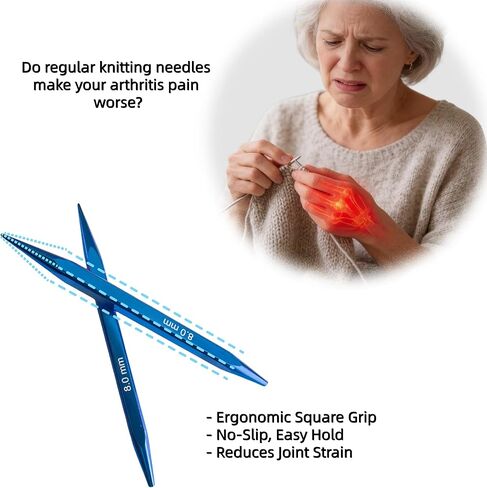 مجموعة إبر الحياكة الدائرية المربعة القابلة للتبديل من CKZLY - 9 أزواج من إبر الألومنيوم المضادة للانزلاق مقاس 4.5 بوصة مقاس أمريكي 4-11 (3.5-8.0 مم) مع كابلات وخطافات كروشيه وحقيبة - مريحة للمبتدئين in Kuwait