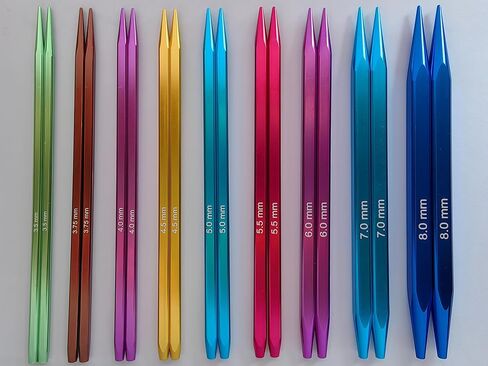 مجموعة إبر الحياكة الدائرية المربعة القابلة للتبديل من CKZLY - 9 أزواج من إبر الألومنيوم المضادة للانزلاق مقاس 4.5 بوصة مقاس أمريكي 4-11 (3.5-8.0 مم) مع كابلات وخطافات كروشيه وحقيبة - مريحة للمبتدئين in Kuwait