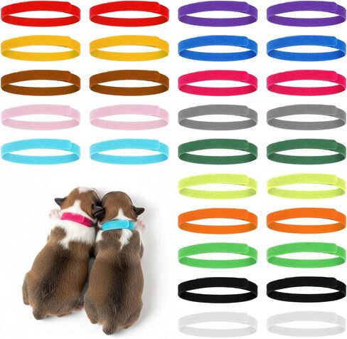 30Pcs Newborn Puppy Litter Collars, Soft Nylon Whelping Collars, Adjustable Puppy Little Identification Collar for Newborn Dog, Kittens, Pet in Saudi Arabia
