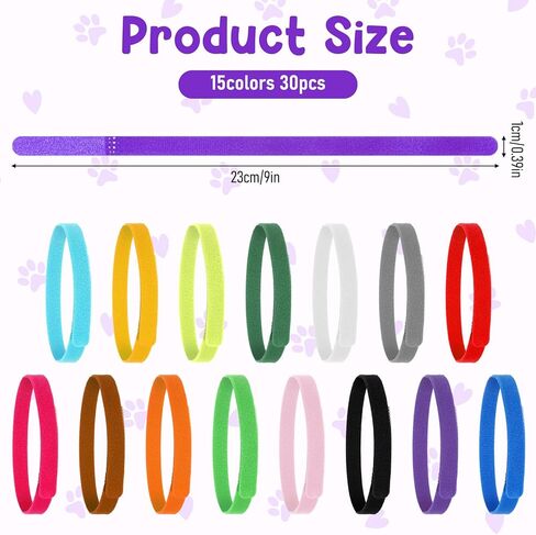 30Pcs Newborn Puppy Litter Collars, Soft Nylon Whelping Collars, Adjustable Puppy Little Identification Collar for Newborn Dog, Kittens, Pet in Saudi Arabia