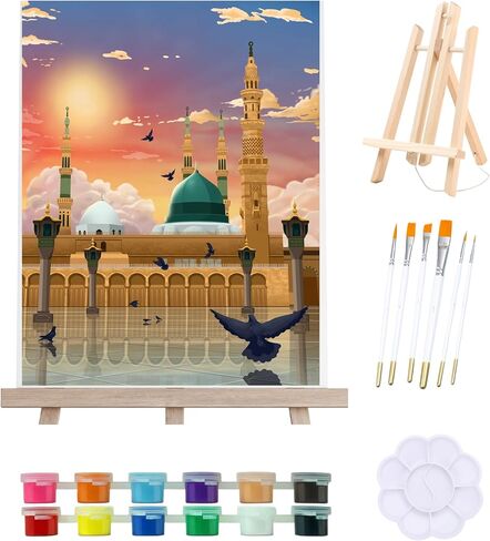 UMRASTORE طقم طلاء الكعبة (المسجد الحرام) بالأرقام | الطلاء الإسلامي بالأرقام | الرسم الاسلامي | الفن الإسلامي DIY | in Saudi Arabia