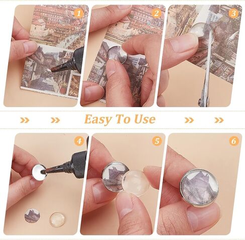 PH PandaHall 30 Sets Cufflinks Settings Blank Cufflinks Bulk Brass Cufflink Kit with Cabochon, Button Cabochons Tray with Dome Cuff Button for DIY Picture Cufflinks Making, Tray 16mm, Platinum in Kuwait