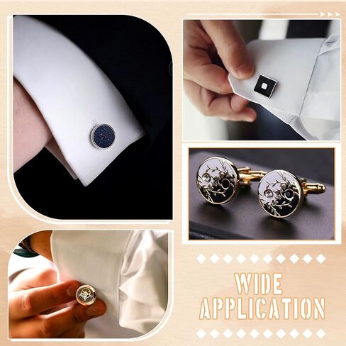PH PandaHall 30 Sets Cufflinks Settings Blank Cufflinks Bulk Brass Cufflink Kit with Cabochon, Button Cabochons Tray with Dome Cuff Button for DIY Picture Cufflinks Making, Tray 16mm, Platinum in Kuwait