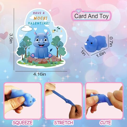 30 Packs Valentines Day Gift Cards for Kids with Stress Relief Squeeze Toys, Kids Valentine's Day School Classroom Exchange Gifts Prizes, Valentine Party Favors Supplies in Saudi Arabia