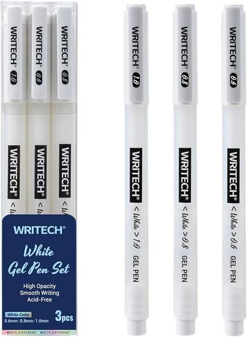 WRITECH Brush Tip Marker Pens: Artist Markers Flexible Tip Water Based 3ct for Journaling Adult Coloring Hand Lettering Calligraphy Drawing White Gold Silver in Saudi Arabia
