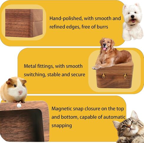 Pet Fur Keepsake Box with 3 Clear Glass Jars, Wooden Memorial Box for Dog, Cat Hair, Whiskers, Teeth,Tags, Memorial Gifts for Loss of Dog, Cat, Bunny, Horse, Pocket Pet in Saudi Arabia