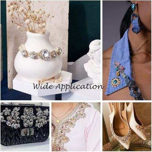 50Pcs Glass Rhinestone Cabochons, Clear Faceted Horse Eye Shaped Glass Sew On Rhinestone with Platinum Tone Brass Prong Settings, Garments Accessories for Dresses Bags Shoes, 0.39x0.2x0.16inch in Saudi Arabia