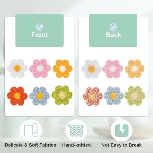 30 Pcs Multicolor Flower Patches, Cute Daisy Sew On Embroidered Appliques, Valentines to Crochet Flowers for Clothes Backpacks Jeans Hat Hair Clips Decorative Embroidered Appliqué Patches (1.38inch) in Saudi Arabia