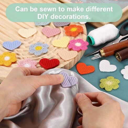 30 Pcs Multicolor Flower Patches, Cute Daisy Sew On Embroidered Appliques, Valentines to Crochet Flowers for Clothes Backpacks Jeans Hat Hair Clips Decorative Embroidered Appliqué Patches (1.38inch) in Saudi Arabia