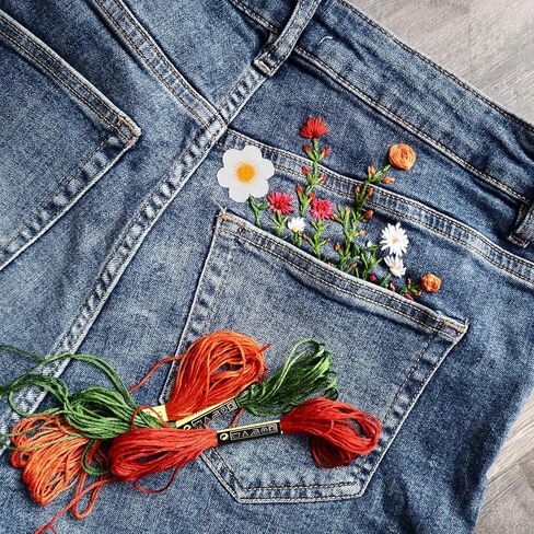 30 Pcs Multicolor Flower Patches, Cute Daisy Sew On Embroidered Appliques, Valentines to Crochet Flowers for Clothes Backpacks Jeans Hat Hair Clips Decorative Embroidered Appliqué Patches (1.38inch) in Saudi Arabia