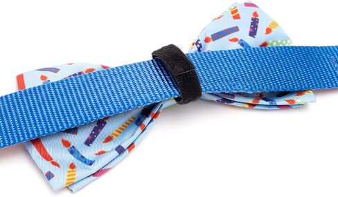 THE WORTHY DOG Pet Bow Tie for Dogs & Cats – Soft Printed Polyester Collar Bow Tie with Touch Fastener, Attaches to Any Collar - It's My Birthday Pattern, Blue, Small in Saudi Arabia