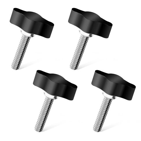 4pcs 1/4 "-20 × 1 المسمار الإبهام الملولب ، حمراء قابلة للتعديل قابلة للتعديل جناح الألومنيوم المقبض المقاوم للصدأ القياسي/الخيط الخشن in Saudi Arabia