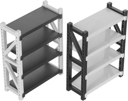 DECHOUS 2Pcs Miniature Dollhouse Storage Rack - Plastic Mini Warehouse Shelves Dollhouse Accessories for Organization Tiny Shelf Doll House Furniture Micro Scene Play in Saudi Arabia