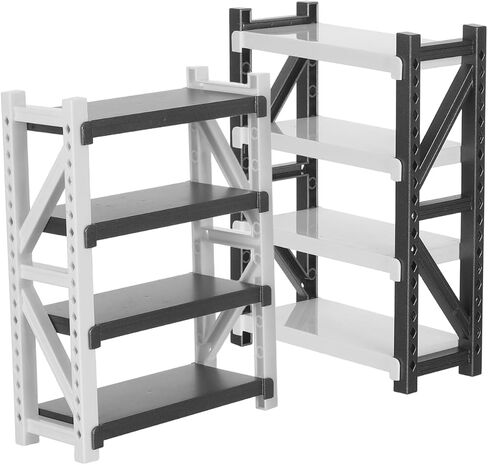 DECHOUS 2Pcs Miniature Dollhouse Storage Rack - Plastic Mini Warehouse Shelves Dollhouse Accessories for Organization Tiny Shelf Doll House Furniture Micro Scene Play in Saudi Arabia