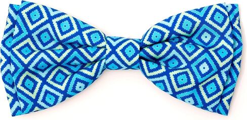 THE WORTHY DOG Pet Bow Tie for Dogs & Cats – Soft Printed Polyester Collar Bow Tie with Touch Fastener, Attaches to Any Collar - It's My Birthday Pattern, Blue, Small in Saudi Arabia
