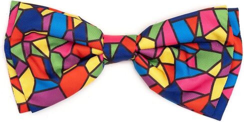 THE WORTHY DOG Pet Bow Tie for Dogs & Cats – Soft Printed Polyester Collar Bow Tie with Touch Fastener, Attaches to Any Collar - It's My Birthday Pattern, Blue, Small in Saudi Arabia