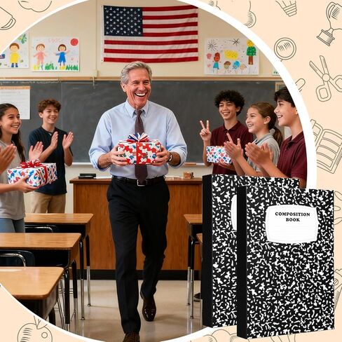 Amyhill 6 Pcs Teacher Appreciation Gifts Bulk Teacher Valentines Gifts Composition Notebook Box for Classroom Storage Boxes Appreciation Party Favors Back to School Thank You Gift Graduation Supplies in Saudi Arabia