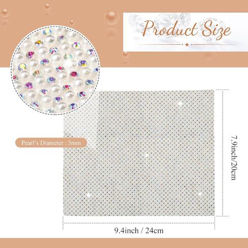 Syhood Bling Pearl Crystal Rhinestones Sticker Self-Adhesive Glitter Rhinestones Crystal Gem Stickers DIY Car Decoration Rsheet for Car Cellphone Crafts Decoration, 9.4 x 8 Inch(AB Color) in Saudi Arabia