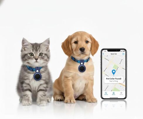 علامة موقع الحيوانات الأليفة بمشبك مع حامل - متوافقة مع Apple Find My (iOS فقط)، تصميم معلق مضاد للفقد، حافظة خفيفة الوزن ومقاومة للماء للقطط والأطواق والحقائب (أزرق) in Kuwait