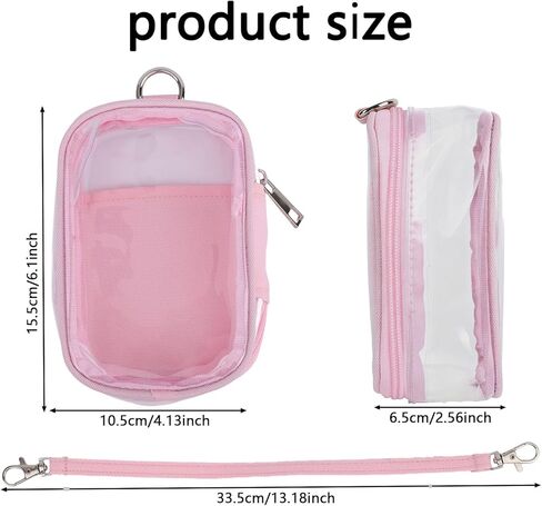 Figure Display Bag, Cute Display Carrier Storage Case Cover PVC Keychain Pouch Clear Dustproof Protective Storage Bag Box with Hand Strap for Collectible Figures Plush Dolls Accessories (Pink) in Saudi Arabia