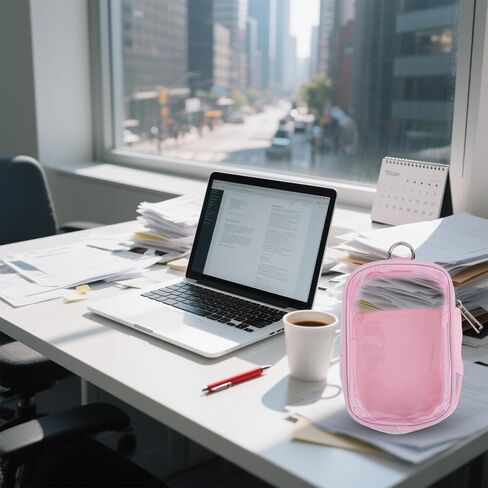 Figure Display Bag, Cute Display Carrier Storage Case Cover PVC Keychain Pouch Clear Dustproof Protective Storage Bag Box with Hand Strap for Collectible Figures Plush Dolls Accessories (Pink) in Saudi Arabia