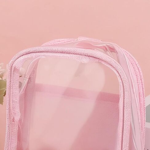 Figure Display Bag, Cute Display Carrier Storage Case Cover PVC Keychain Pouch Clear Dustproof Protective Storage Bag Box with Hand Strap for Collectible Figures Plush Dolls Accessories (Pink) in Saudi Arabia