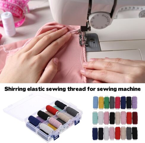 Elastic Sewing Thread for Sewing Machine, 0.5 mm Shirring Elastic Thread for Sewing, Serger, Overlock Machines Quilting Knitting,Weave,DIY, 30m Each Spool Total 24 Spools in Saudi Arabia