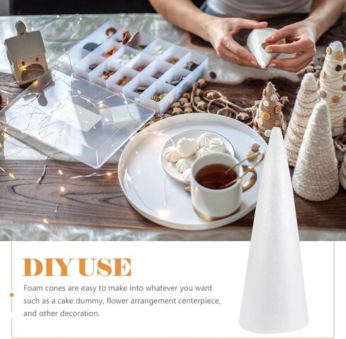 مخاريط رغوية مقاس 15 بوصة مخاريط حرفية من البوليسترين الأبيض للأطفال DIY زينة شجرة عيد الميلاد لوازم فنية تعليمية لمشاريع العطلات in Kuwait