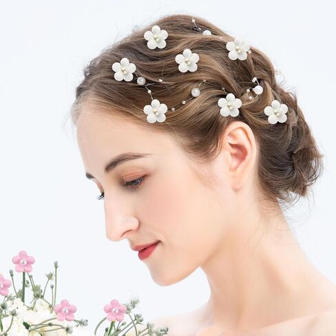 Luckforest Mini Faux Flower Embellishments, 50 Pcs Mini Artificial Flowers with Beading for Sewing on Apparel, Scrapbooking, Cards and DIY Crafts Accessories, White in Saudi Arabia