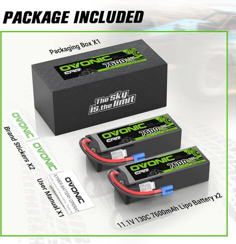 بطارية OVONIC 3S LiPo بقدرة 7600 مللي أمبير في الساعة 11.1 فولت 130C RC مع موصل EC5 in Saudi Arabia