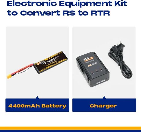 بطارية FMS Lipo 2S 7.4V 4400mAh 30C مع مجموعة شاحن الكل في واحد لتحويل RS إلى RTR لـ 1/10 Atlas، FJ40، Mashigan، 1/6 Jimny، 1941MB، FCX10 LC80، FCX10 K5 in Kuwait