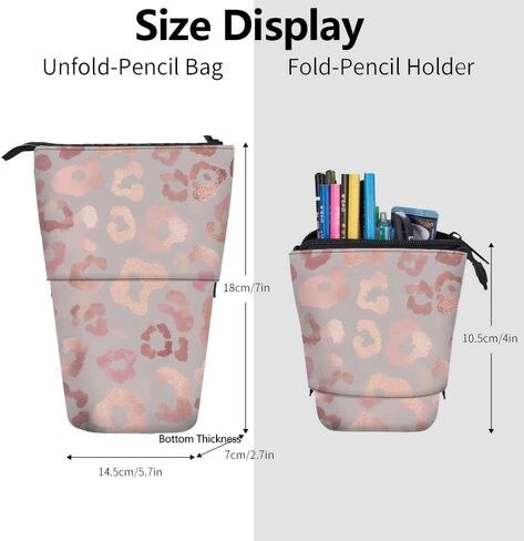 Swono Leopard Skin Pencil Holder Elegant Texture Foil Effect Stand Up Pencil Case Organizer Pencil Pouch Makeup Bag Gift Rose Gold in Saudi Arabia