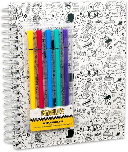 Peanuts Sketchbook Set - Bundle with Doodle Book Plus Markers, Stickers, Tattoos for Kids, Adults | Snoopy Journal Notebook Stationery Drawing Kit in Saudi Arabia