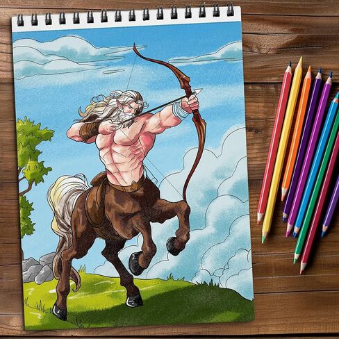 Netecom Mythical Creatures كتاب تلوين للبالغين، غلاف ناعم، 30 صفحة تلوين ساحرة من المخلوقات الغامضة بما في ذلك العنقاء وحوريات البحر والغريفين لتخفيف التوتر والاسترخاء in Kuwait