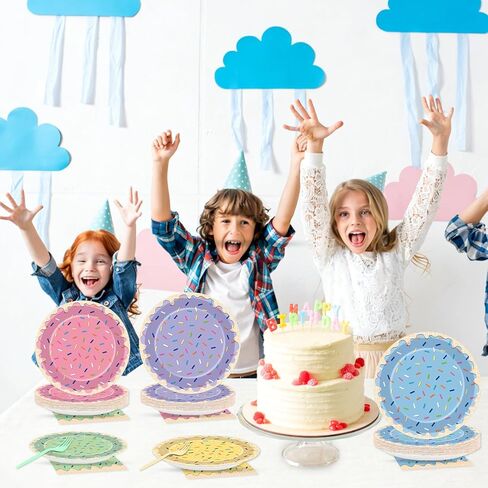 96Pcs Ice Cream Party Decorations Sweet One Birthday Plates Tableware Set Colorful Sprinkle Dessert Theme Dinner Paper Plates Napkins Donut Theme Dinnerware for Girls Baby Shower Party Supplies Favors in Saudi Arabia