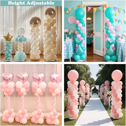 طقم عمود بالونات مكون من 2، حامل بالونات قابل للتعديل مقاس 80 بوصة، عمود برج بالونات مع هيكل معدني تلسكوبي قابل لإعادة الاستخدام لحفلات الزفاف، وأعياد الميلاد، وحفلات استقبال المولود الجديد، وتزيين حفلات التخرج in Kuwait