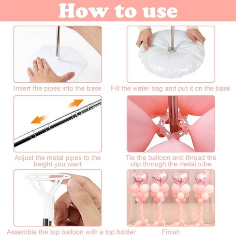 طقم عمود بالونات مكون من 2، حامل بالونات قابل للتعديل مقاس 80 بوصة، عمود برج بالونات مع هيكل معدني تلسكوبي قابل لإعادة الاستخدام لحفلات الزفاف، وأعياد الميلاد، وحفلات استقبال المولود الجديد، وتزيين حفلات التخرج in Kuwait