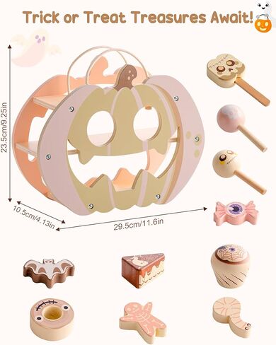 ROBOTIME Wooden Dessert House Play Food Set - 11 Piece Pretend Toy Food with Donuts, Cakes, Ice Cream & Lollipops, Portable Carry Rope, Educational Play Kitchen Accessories Gift for Toddlers Kids in Saudi Arabia
