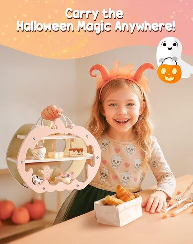 ROBOTIME Wooden Dessert House Play Food Set - 11 Piece Pretend Toy Food with Donuts, Cakes, Ice Cream & Lollipops, Portable Carry Rope, Educational Play Kitchen Accessories Gift for Toddlers Kids in Saudi Arabia