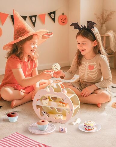 ROBOTIME Wooden Dessert House Play Food Set - 11 Piece Pretend Toy Food with Donuts, Cakes, Ice Cream & Lollipops, Portable Carry Rope, Educational Play Kitchen Accessories Gift for Toddlers Kids in Saudi Arabia