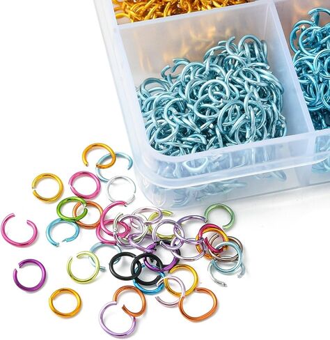 3870 Pcs 18 Colors Colorful 6mm Jump Rings Aluminum Wire Open Jump Ring Sets O Shape Round Rings Chainmaille Weaves for Necklace Bracelet Earrings Charm Jewelry Making Supplies(6mm) in Saudi Arabia